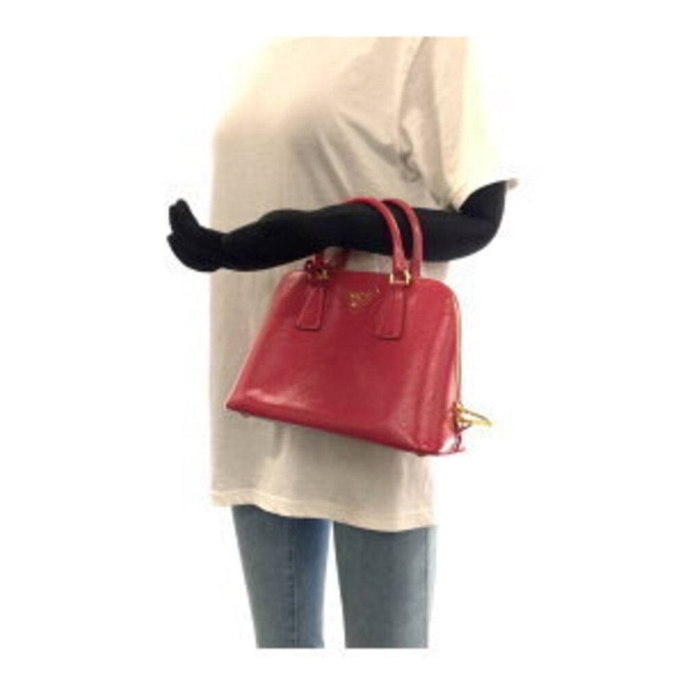 Prada handbag shoulder triangular pink leather Saffiano plate logo - Picture 6 of 10